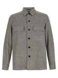Zegna Linen-Wool-Silk Blend Overshirt — Gray