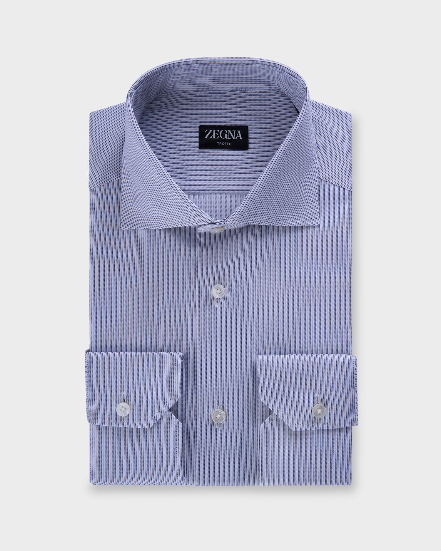 Dark Navy Fine Stripe Trofeo Cotton Shirt