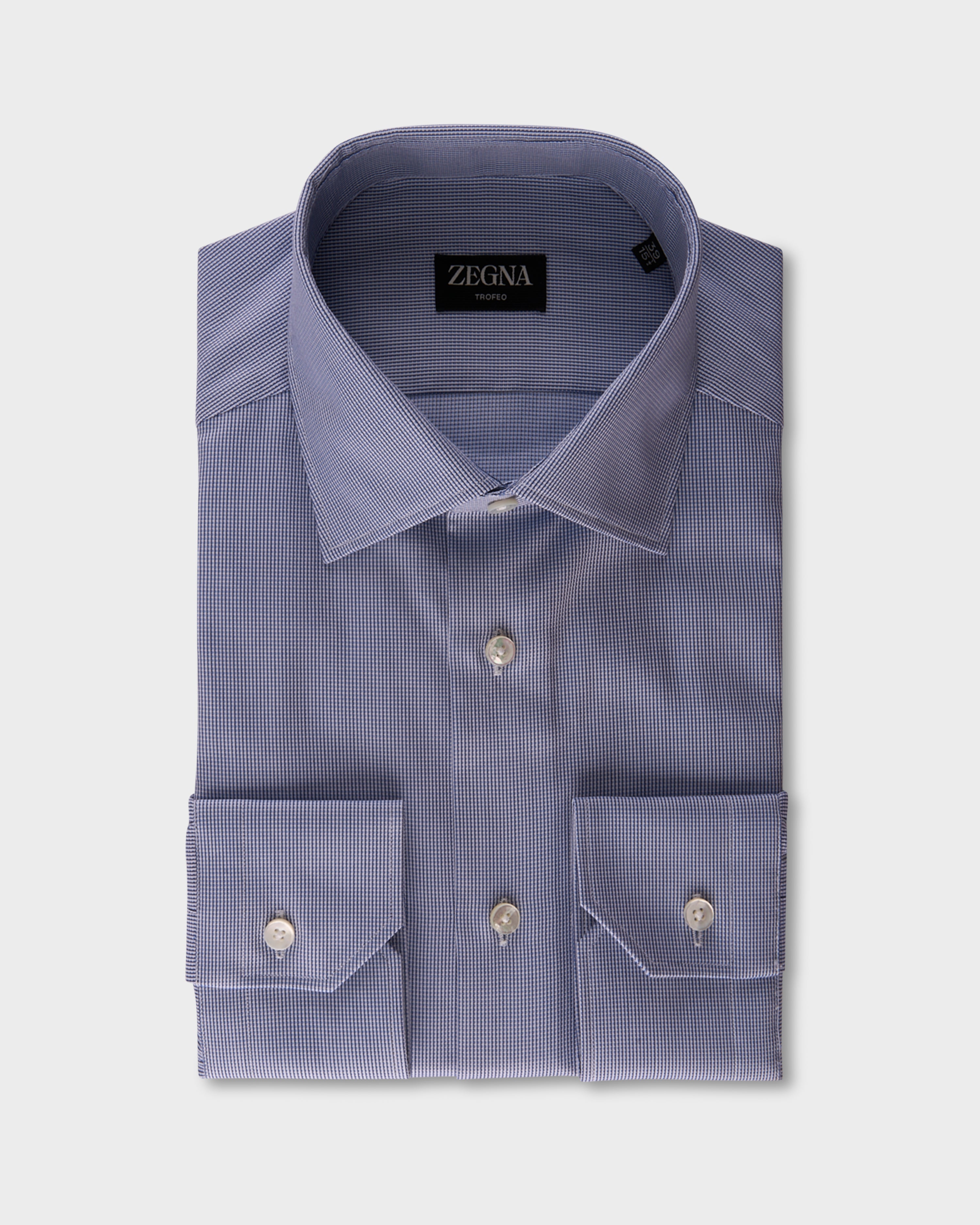Dark Blue Microtexture Trofeo Cotton Shirt