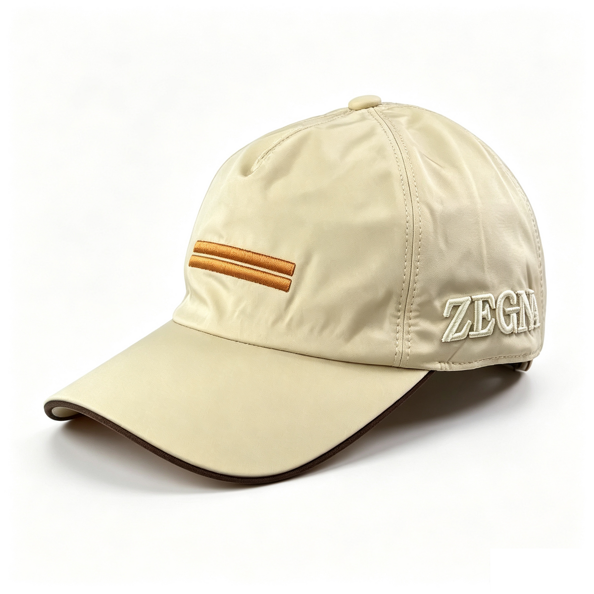 ZEGNA Nylon Baseball Cap Men Cream Beige, Adjustable 55‑59cm