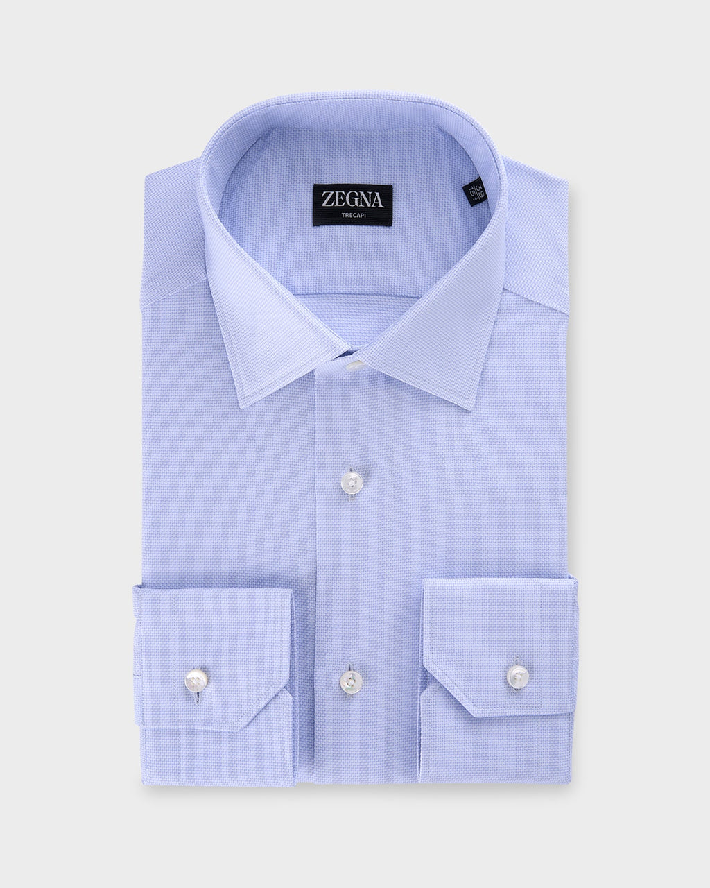 Blue Microtexture Trecapi Cotton Shirt