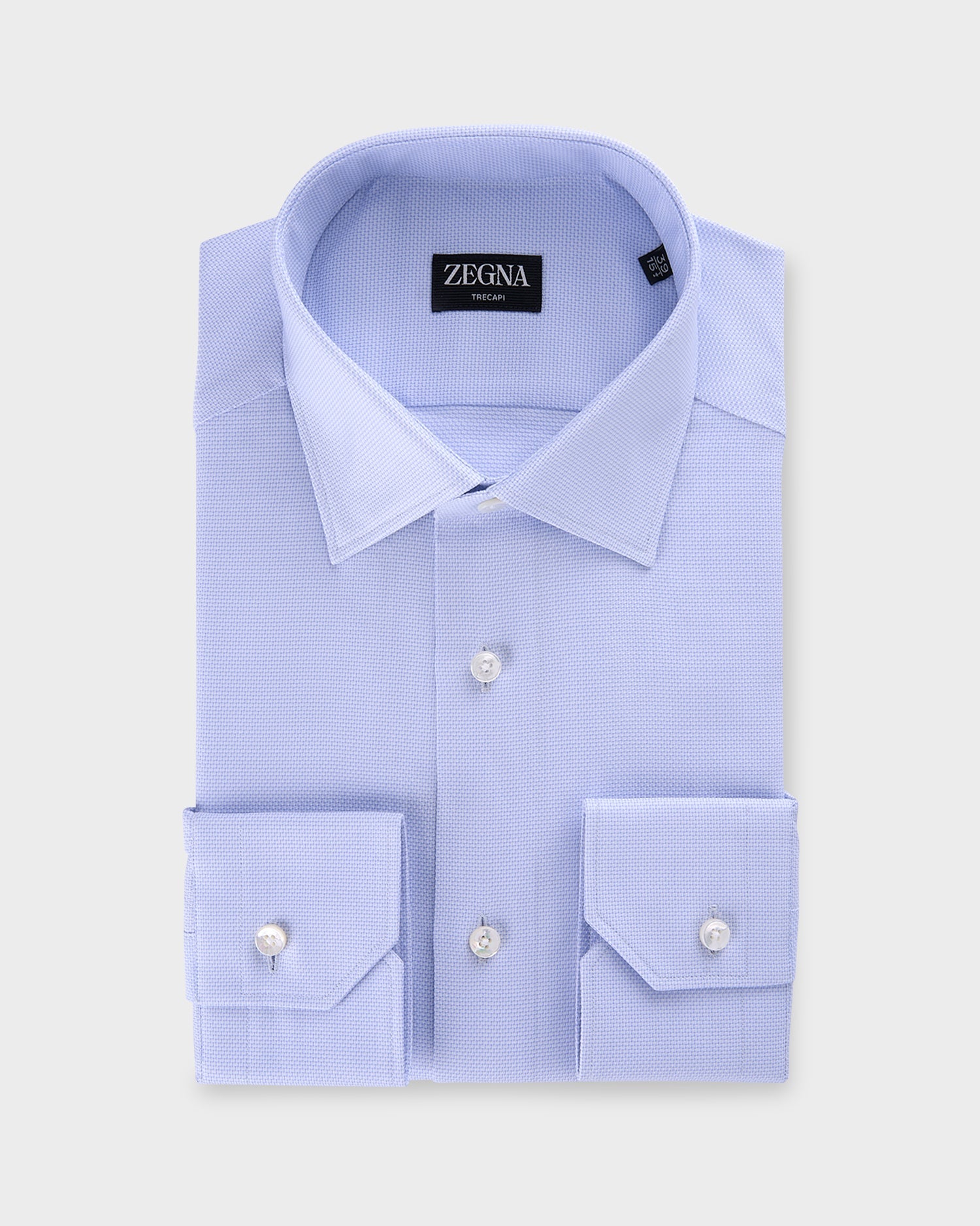 Blue Microtexture Trecapi Cotton Shirt