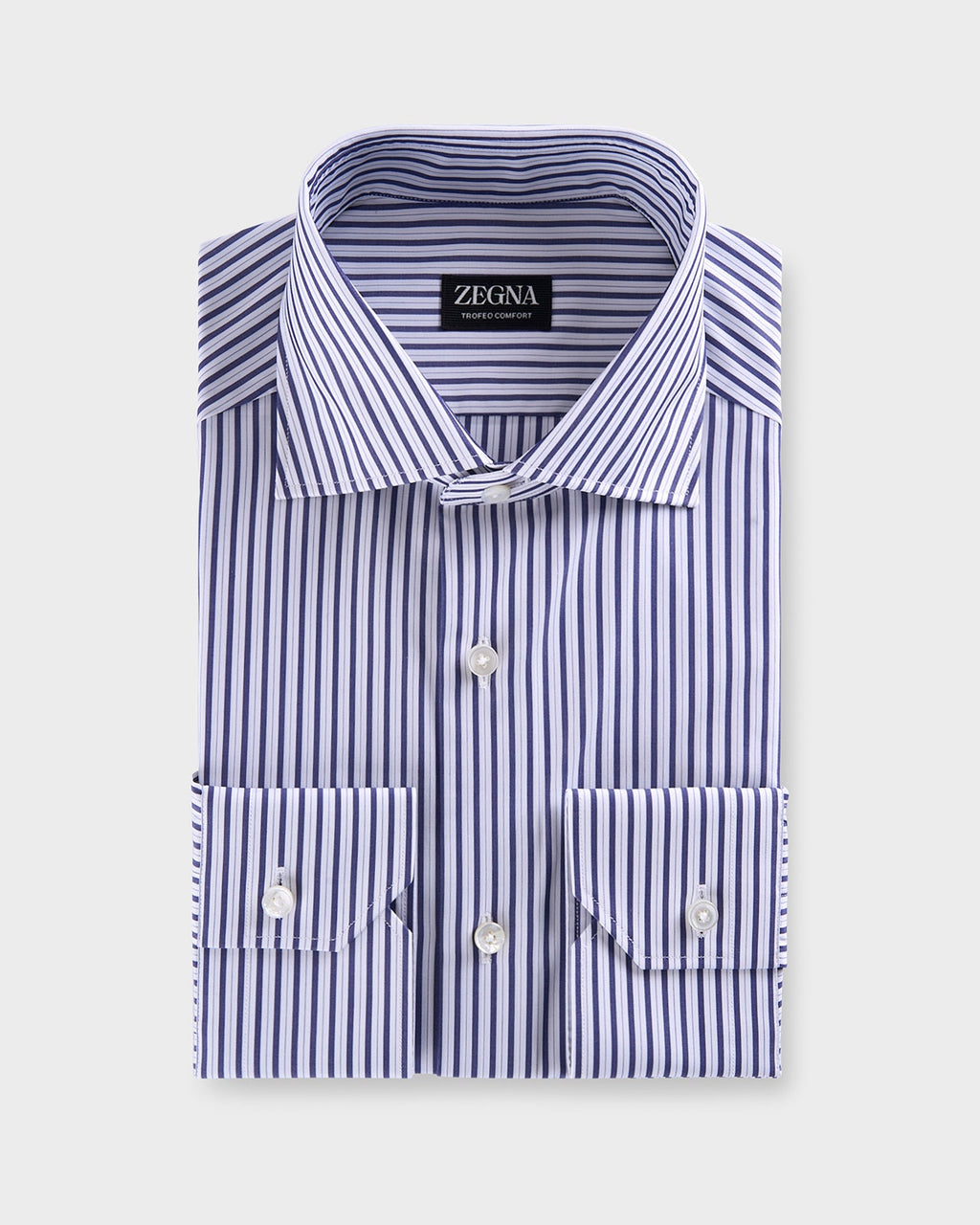 Dark Blue And White Stripe Trofeo Comfort Cotton Shirt
