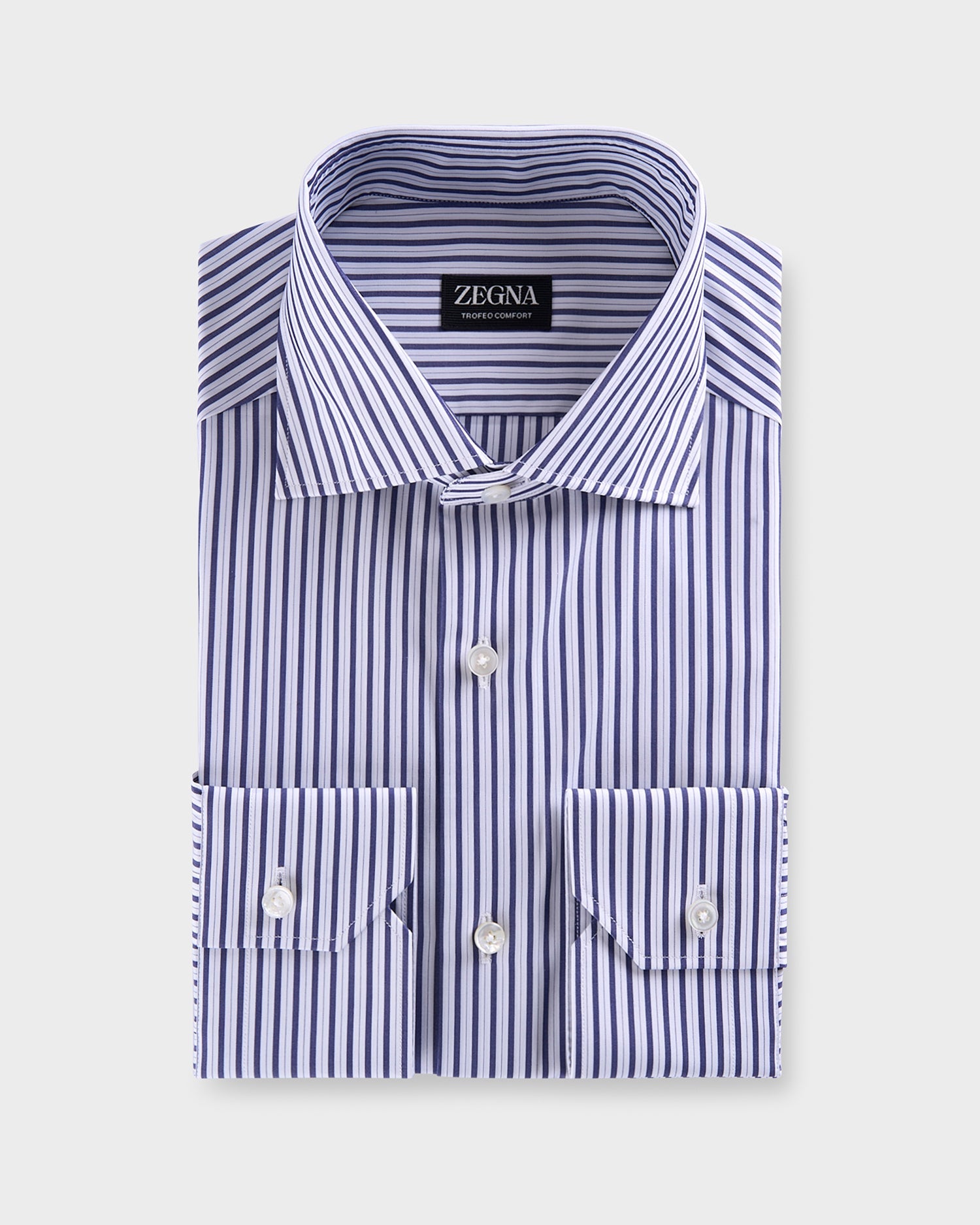 Dark Blue And White Stripe Trofeo Comfort Cotton Shirt