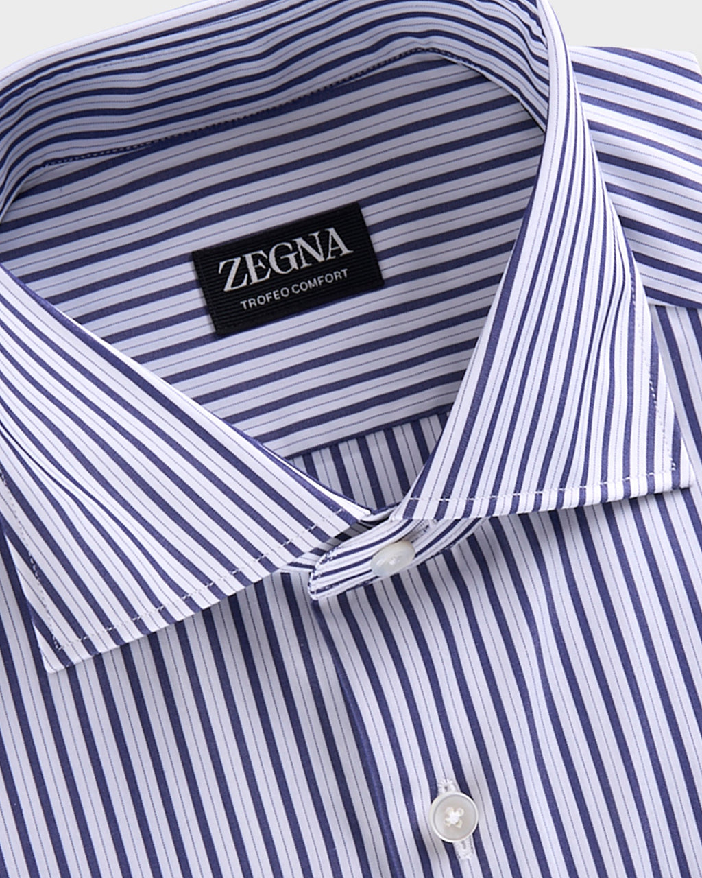 Dark Blue And White Stripe Trofeo Comfort Cotton Shirt
