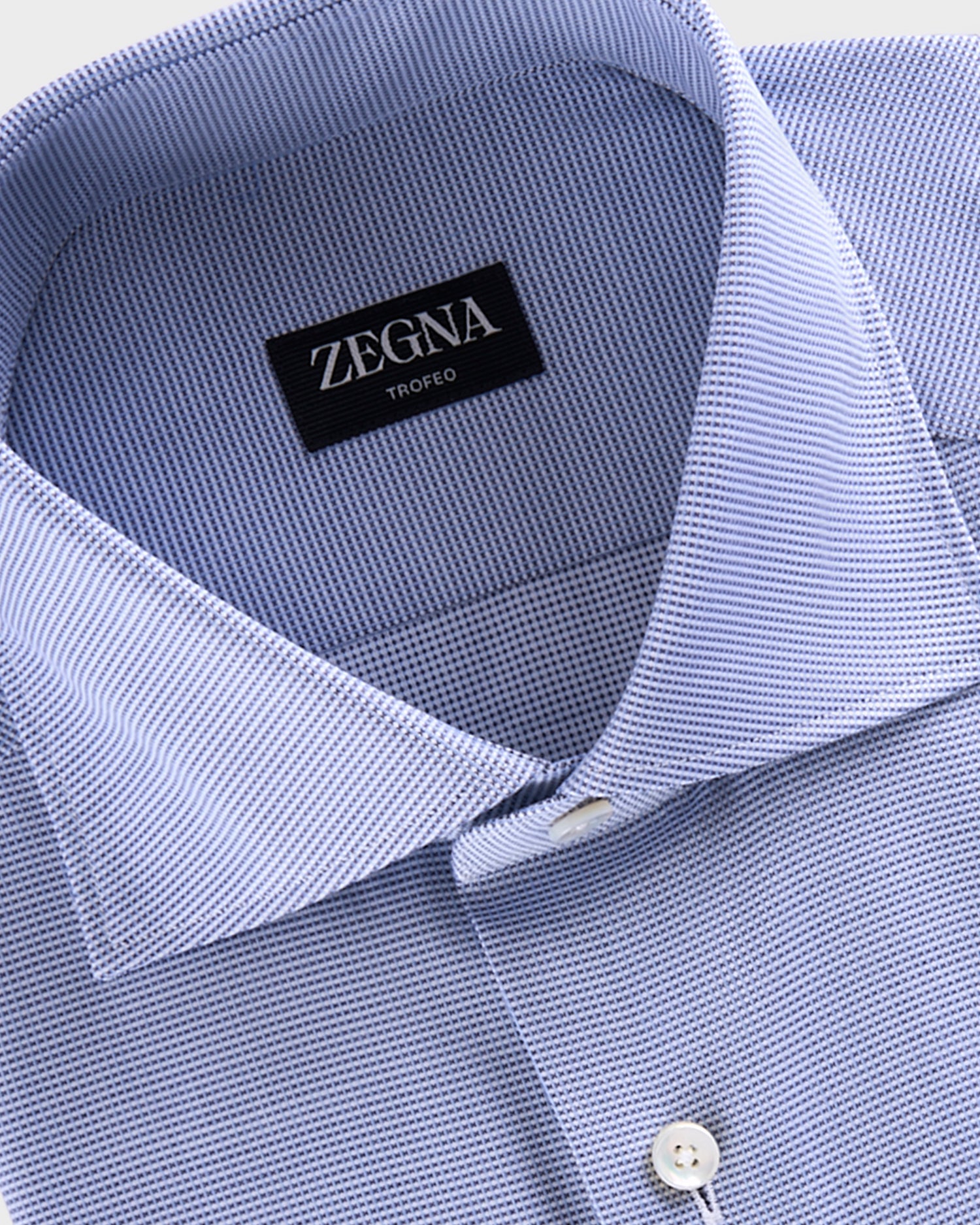 Blue Microtexture Trofeo Cotton Shirt