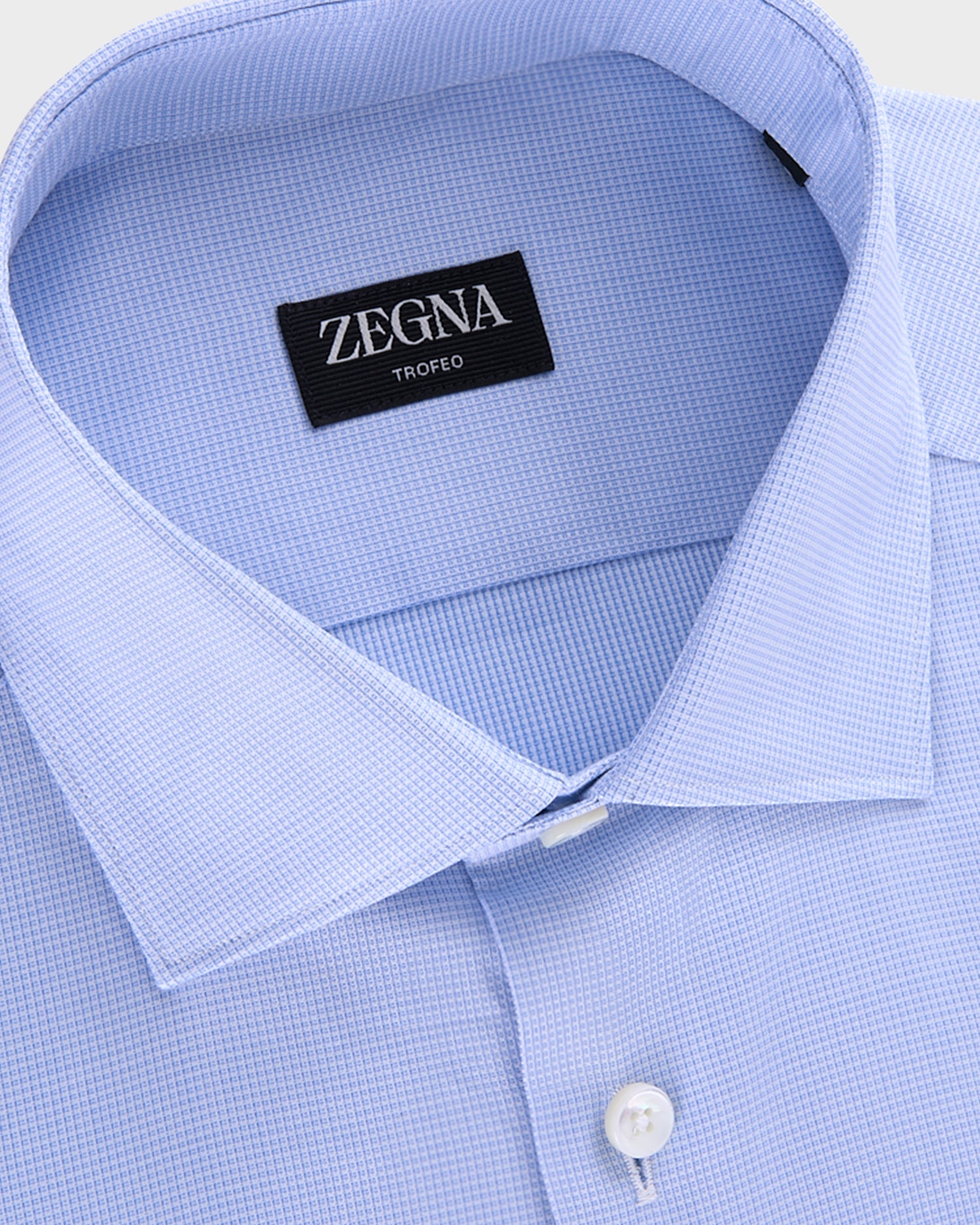Blue Microtexture Trofeo Cotton Shirt