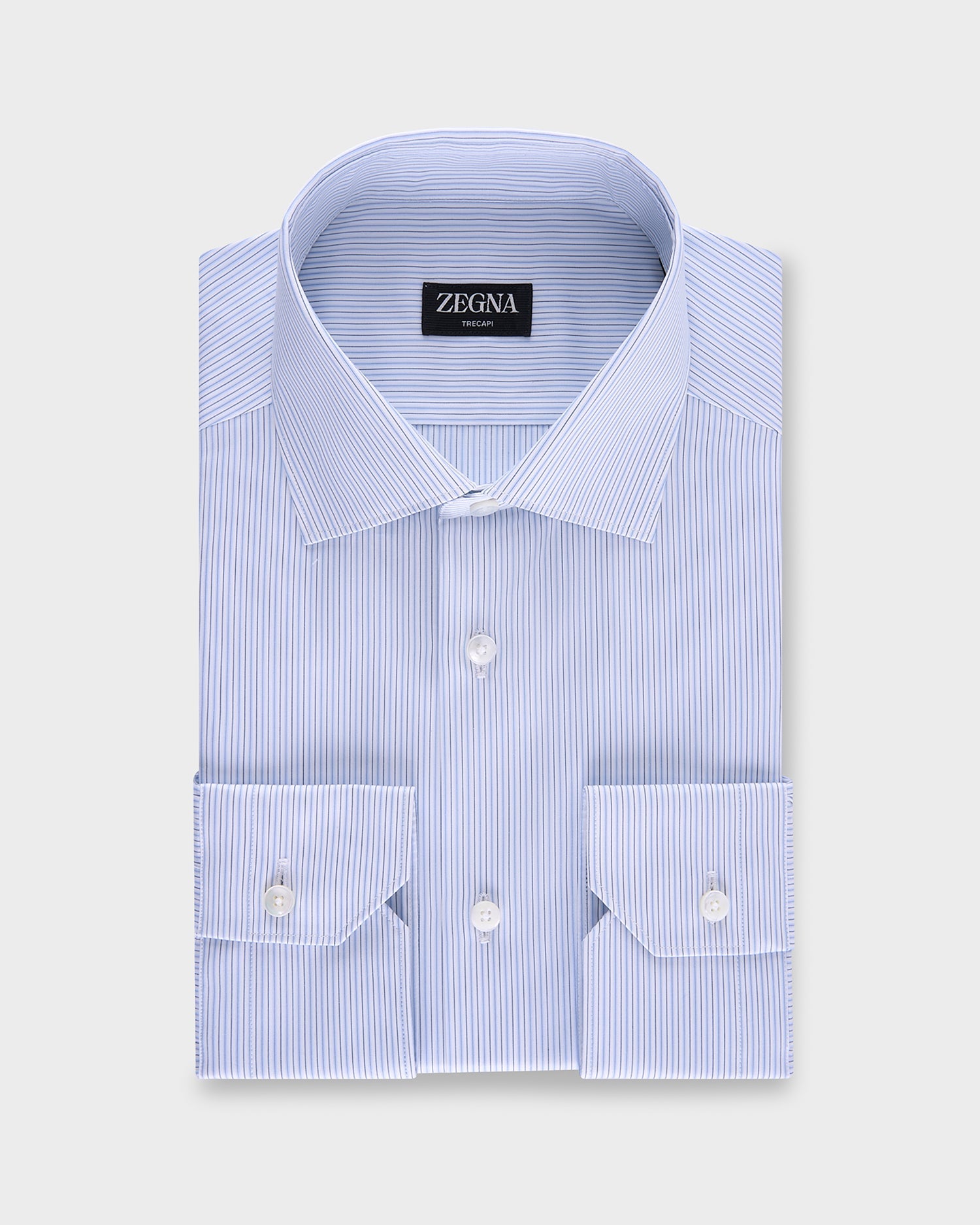 Blue And Green Pinstripe Trecapi Cotton Shirt