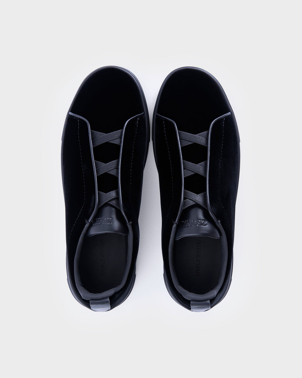 Black Velvet Triple Stitch Sneakers