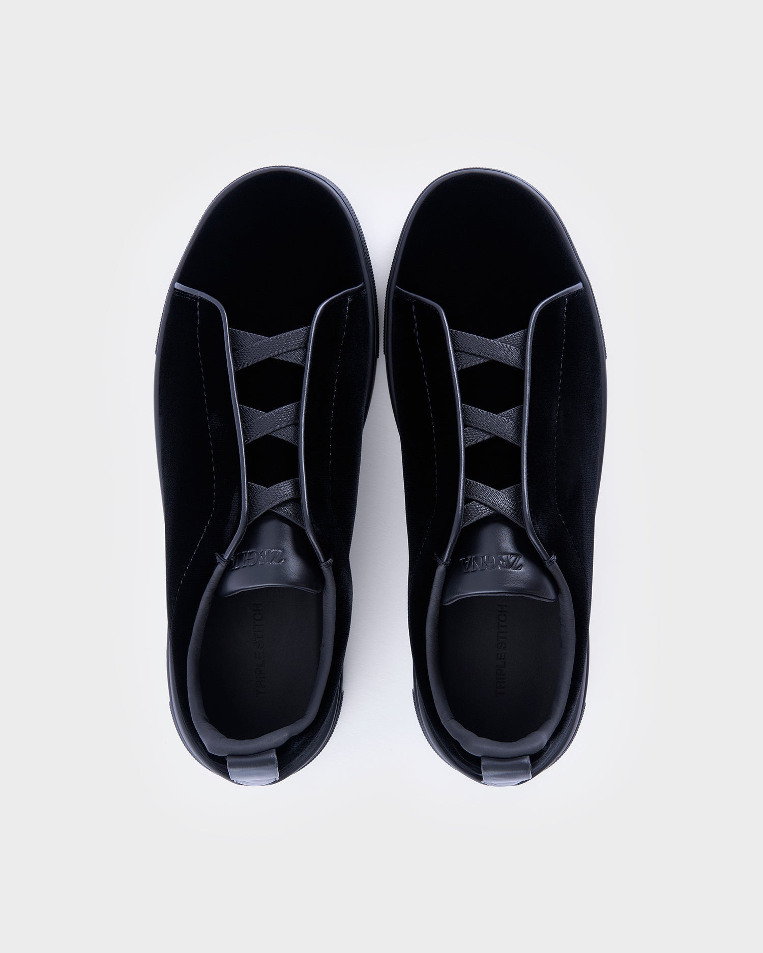 Black Velvet Triple Stitch Sneakers