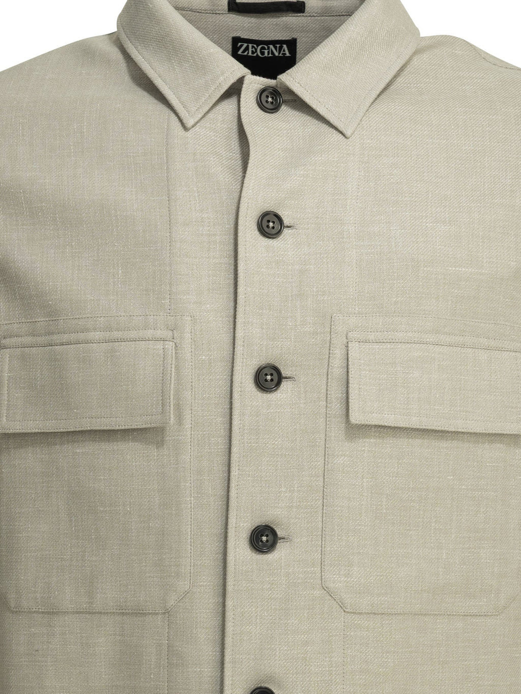 Zegna Linen Wool Blend Overshirt Jacket Beige