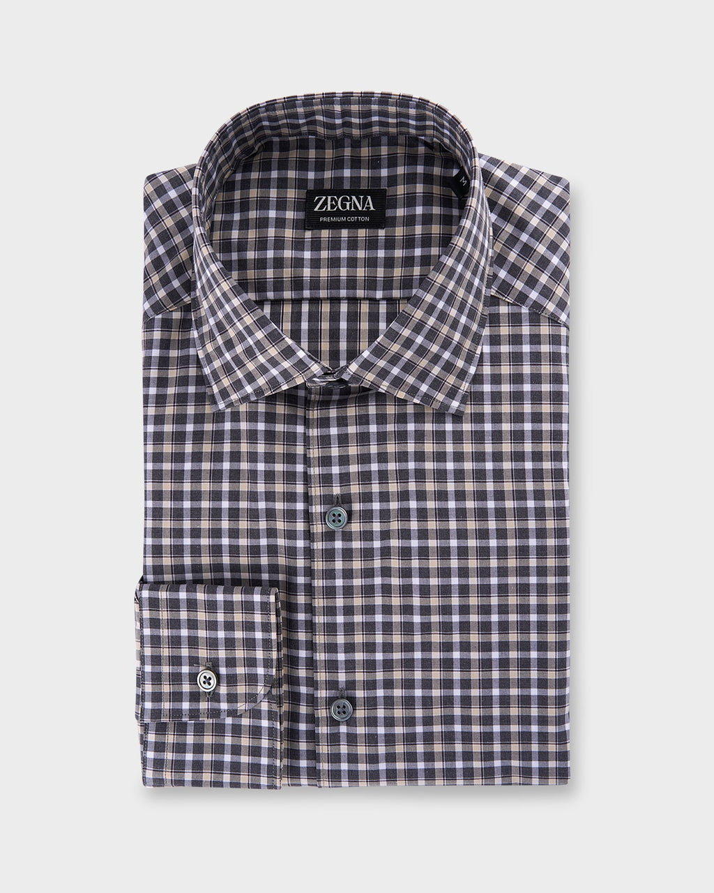Black Beige And White Check Premium Cotton Shirt