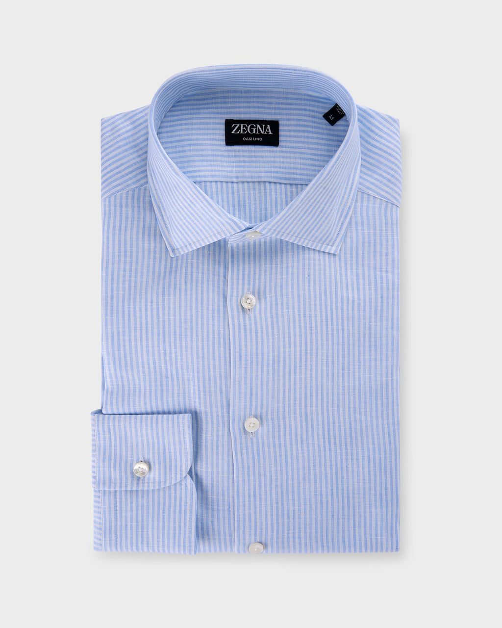 Light Blue Pinstripe Oasi Linen Shirt