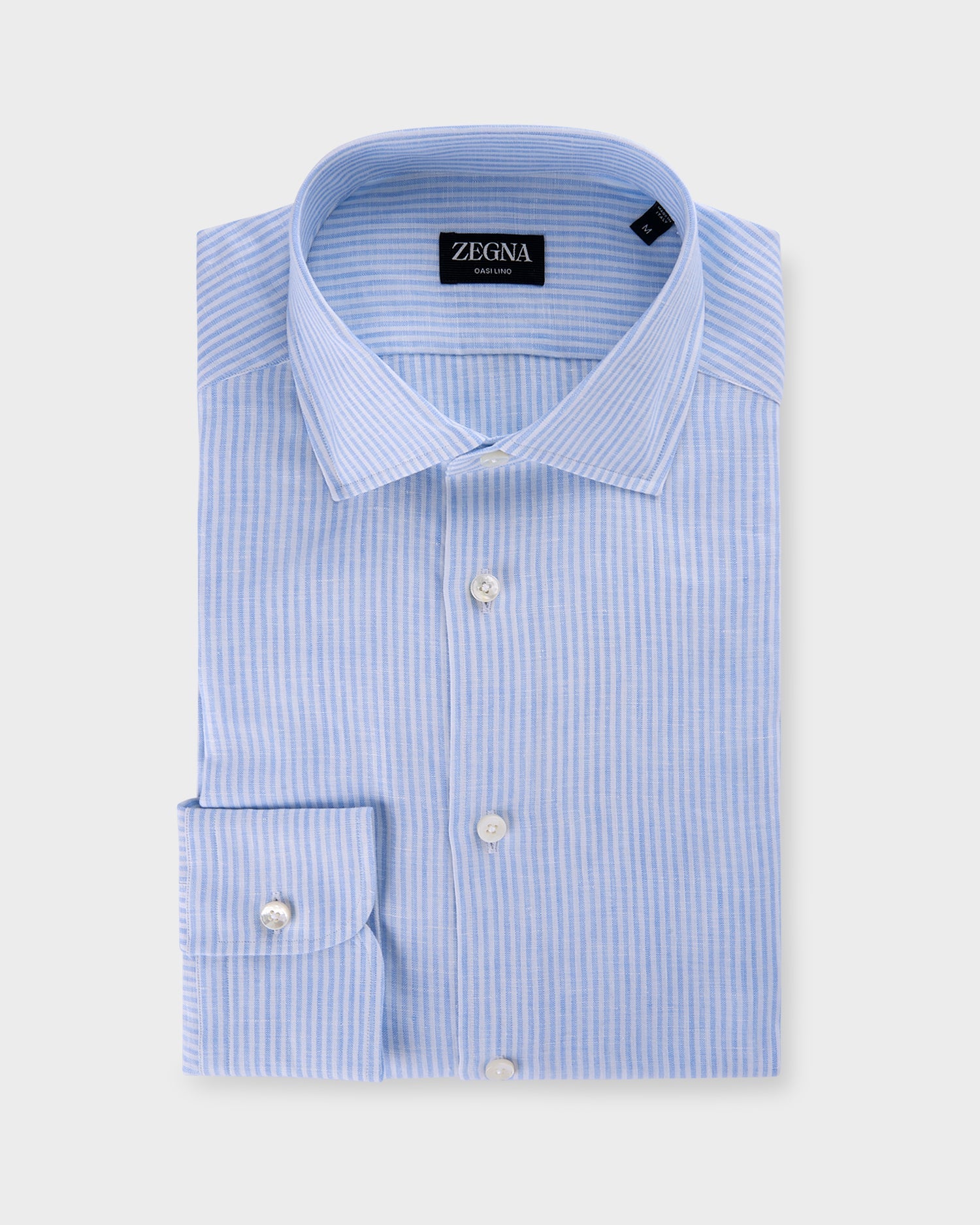 Light Blue Pinstripe Oasi Linen Shirt