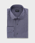 Charcoal and White Check Centoquaranta Cotton Twill Shirt