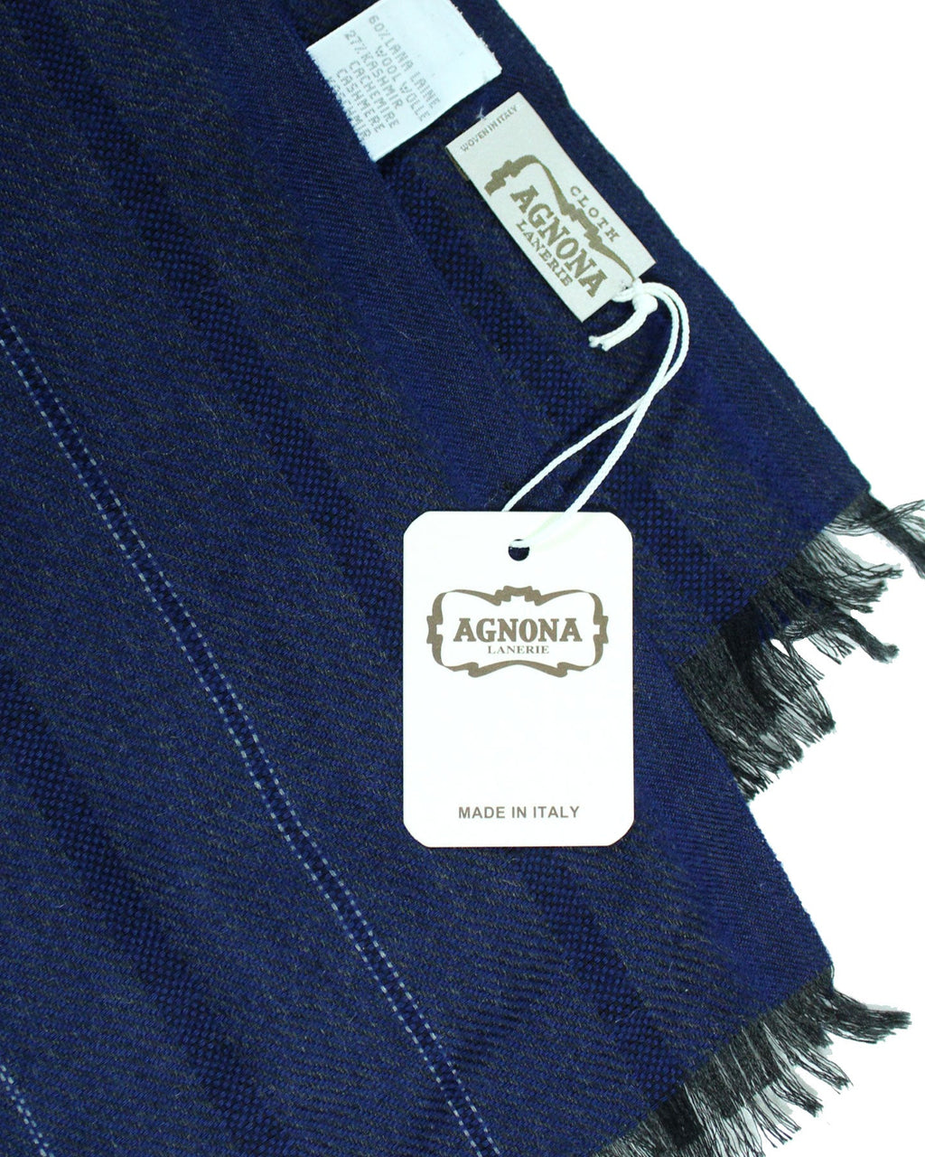 Agnona Scarf Dark Blue Stripe - Wool Cashmere Shawl SALE
