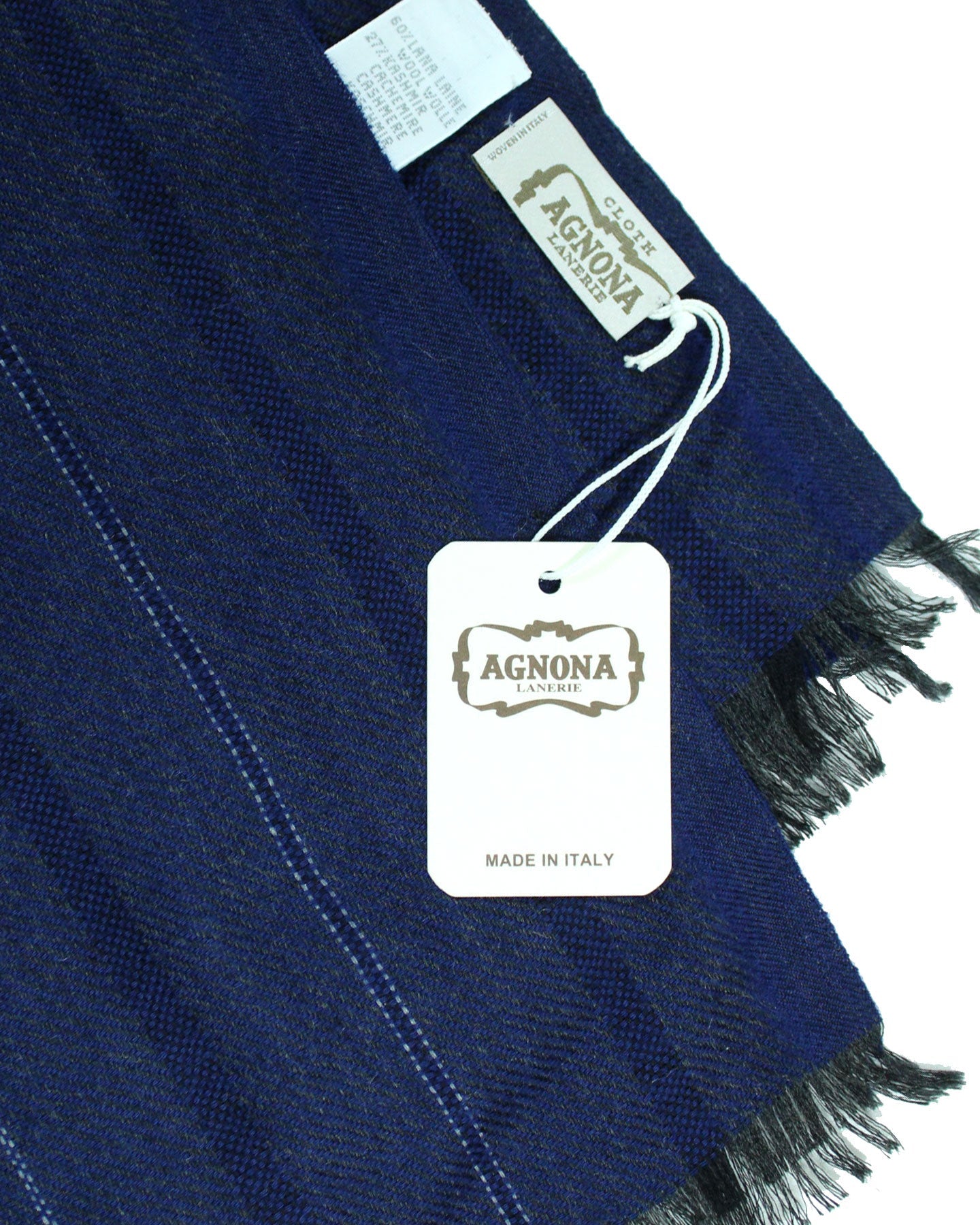 Agnona Scarf Dark Blue Stripe - Wool Cashmere Shawl SALE