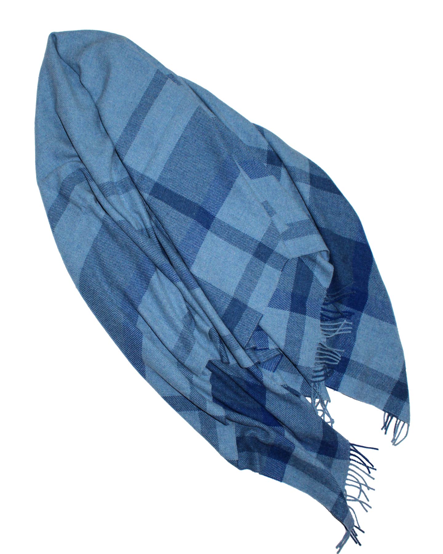 Ermenegildo Zegna Throw Blanket Blue Plaid - Wool Alpaca Cashmere SALE