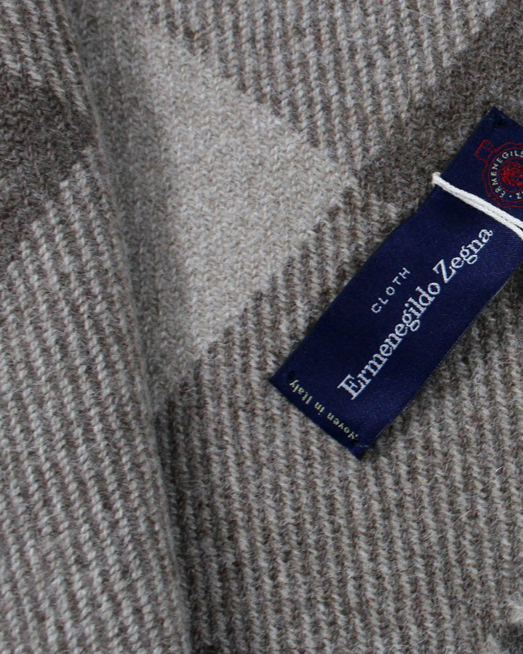 Ermenegildo Zegna Cashmere Wool Throw Blanket Gray Ceylon Green Plaid Design