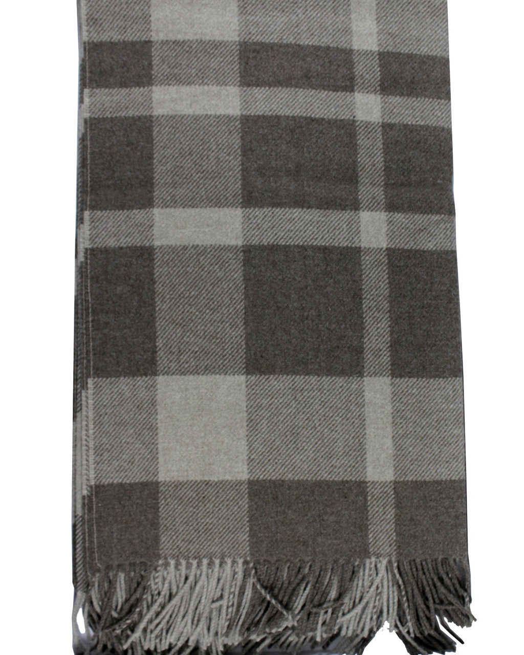 Ermenegildo Zegna Cashmere Wool Throw Blanket Gray Ceylon Green Plaid Design