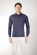 Zegna Cashmere/Silk Longsleeve Polo Navy