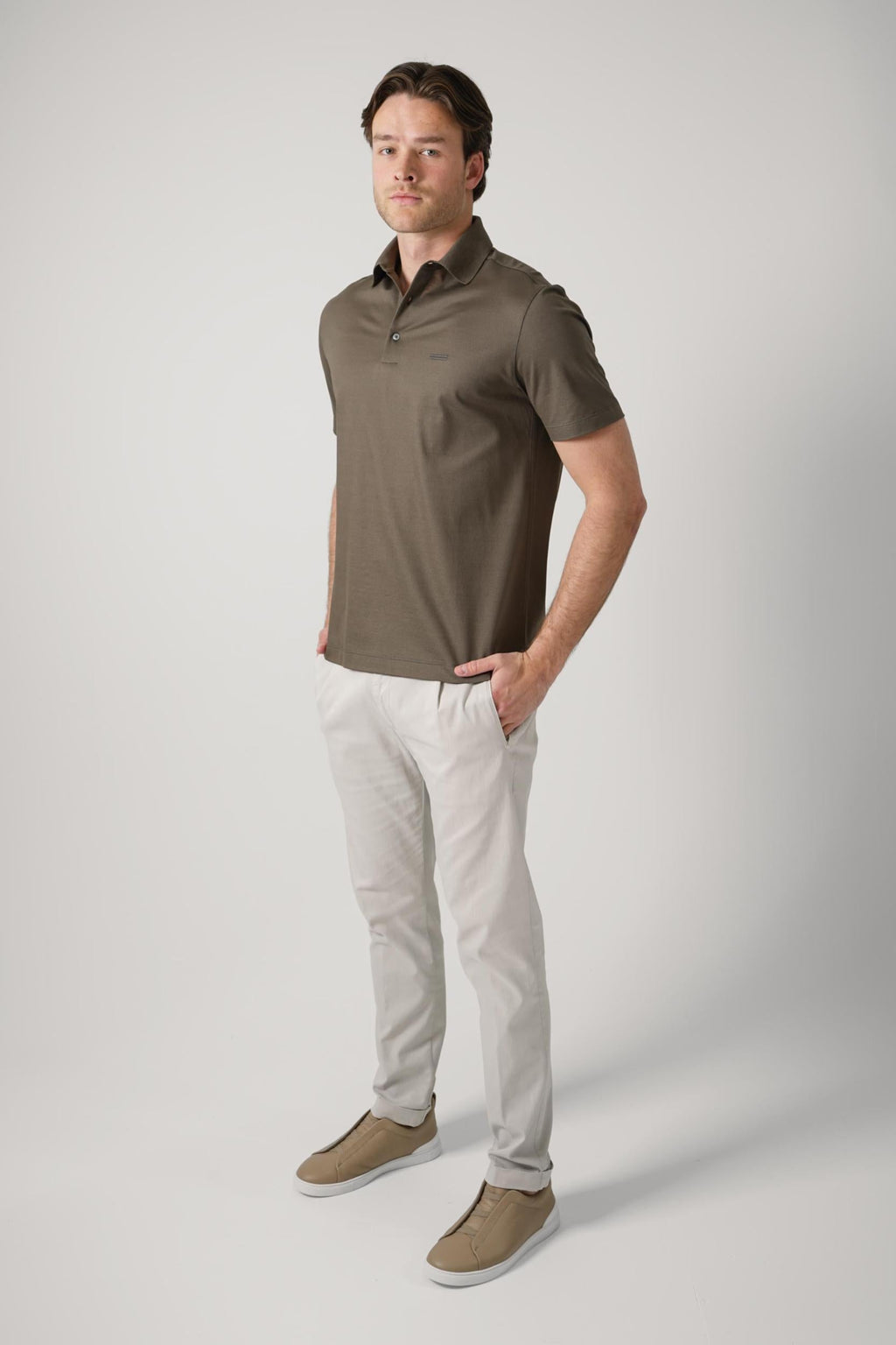 Zegna Jersey Polo Olive Green