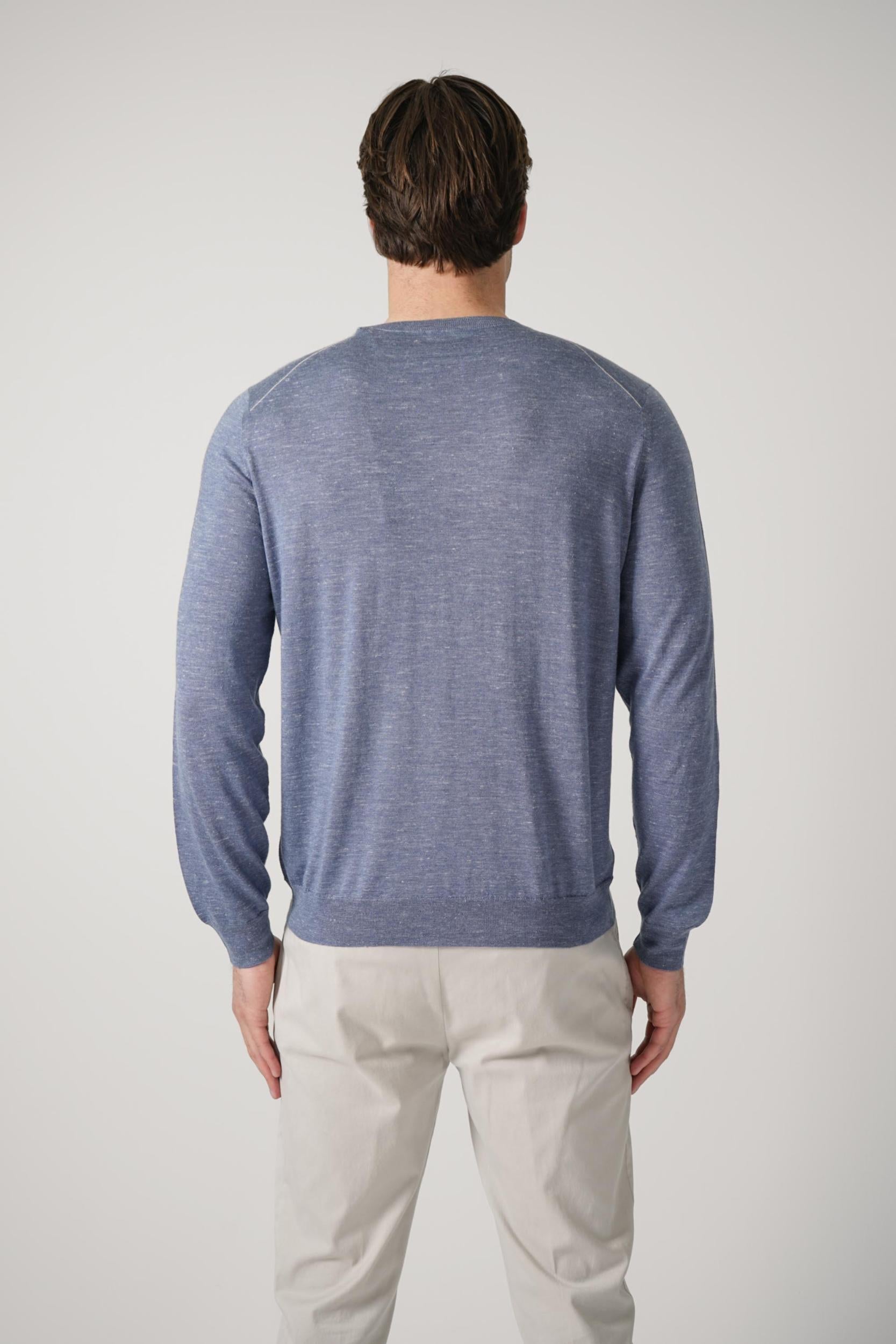 Zegna Longsleeve Silk Knit Shirt Steel Blue