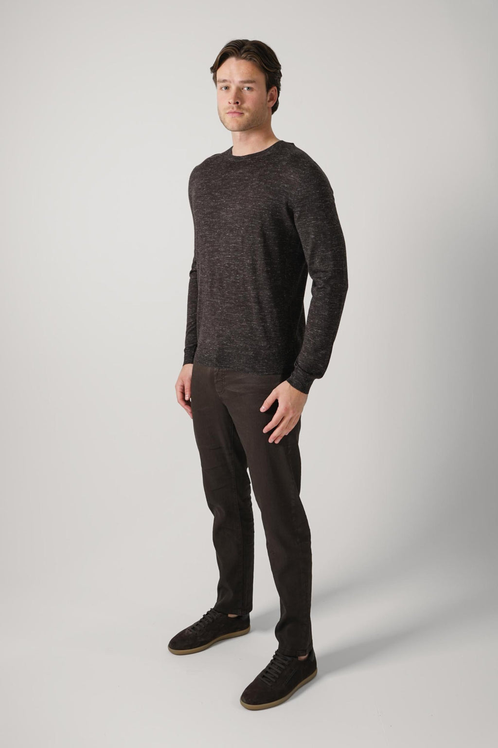 Zegna Silk Knit Longsleeve Shirt Deep Brown